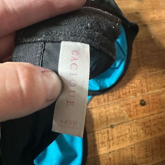 Cacique black & teal Lace lightly lined underwire 44DD bra - Picture 3 of 3